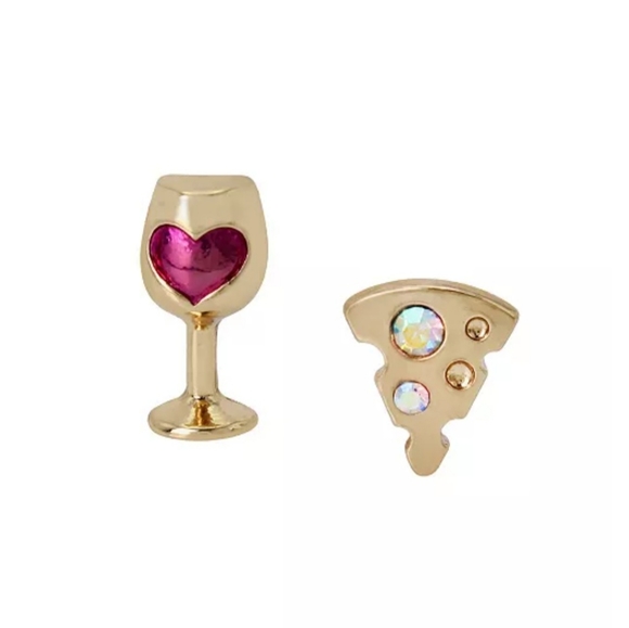 Betsey Johnson adorable wine and cheese stud earrings. - Picture 4 of 11